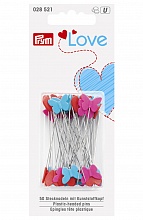 Фото Булавки Prym Love с пластиковыми головками в виде сердечек и бабочек, 50х0,6мм 50 шт | Швейный магазин Текстильторг
